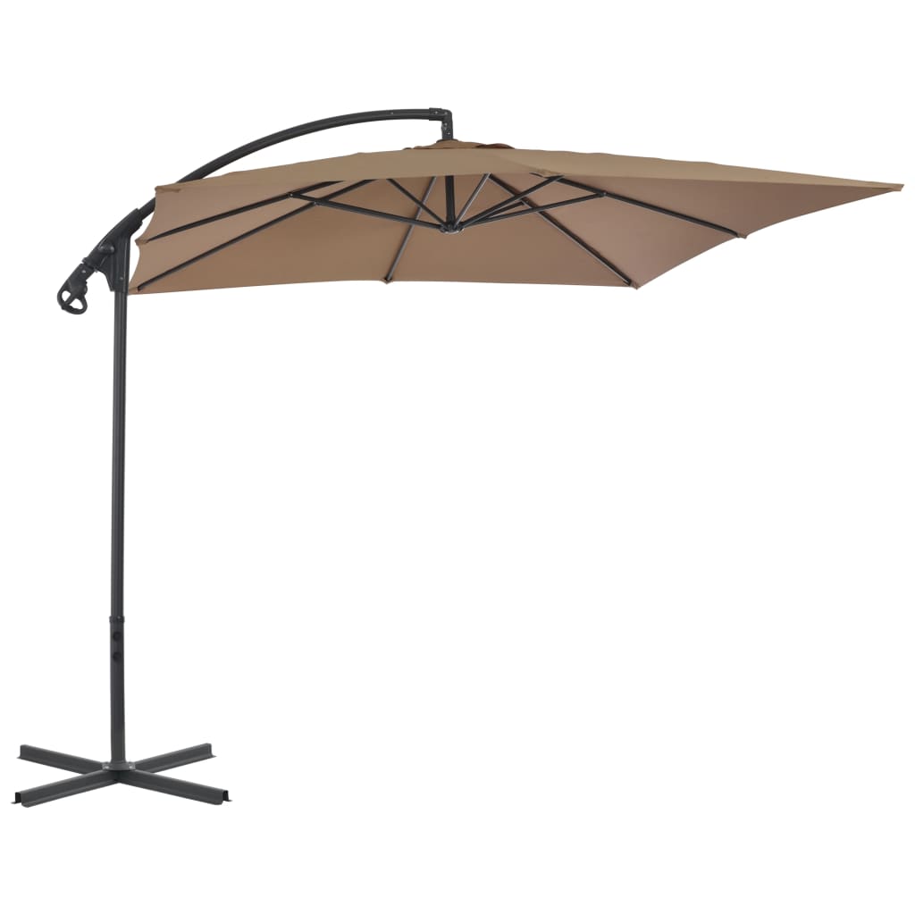 Vidaxl Cantilever Parasol with Steel Pole 250x250 cm Taupe