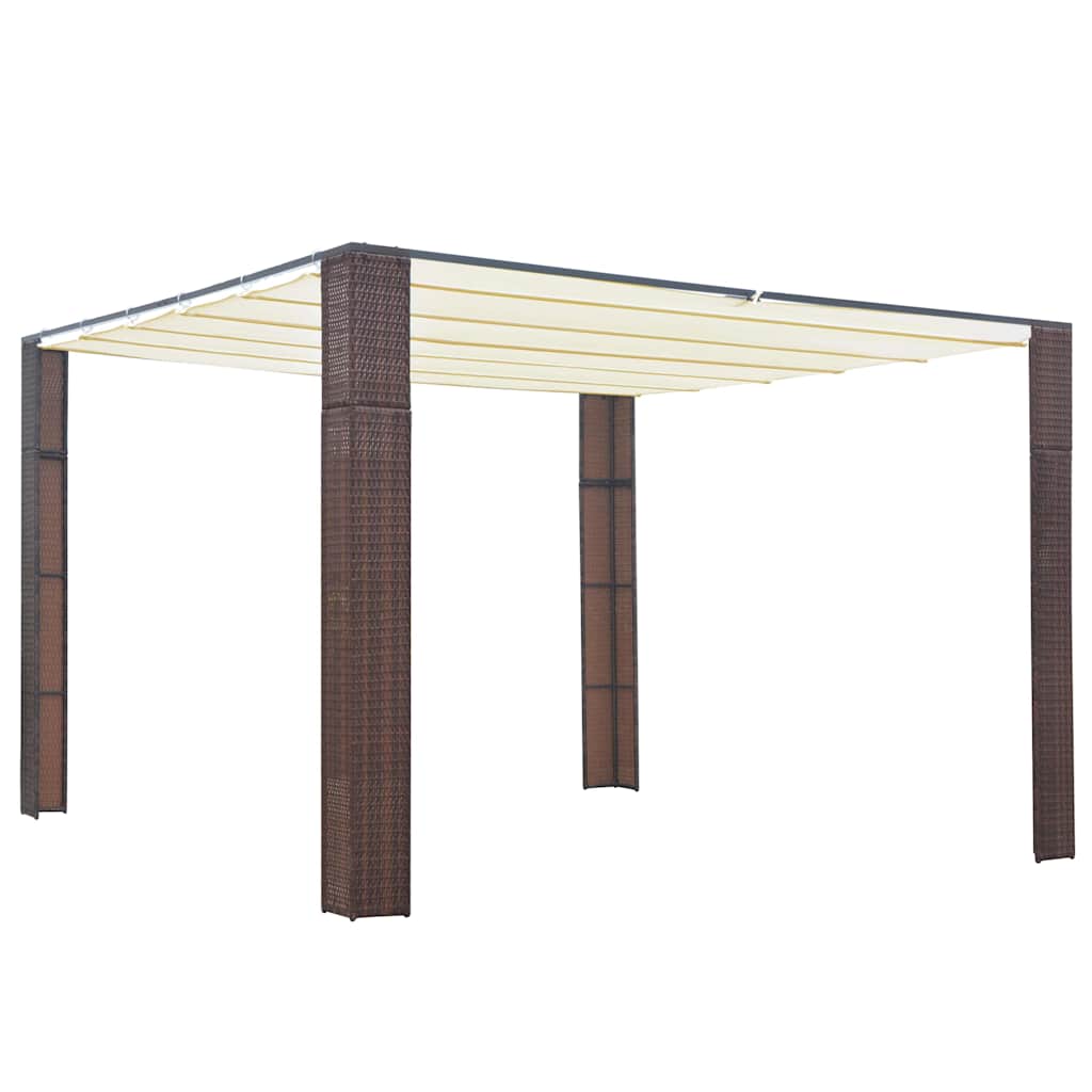 Vidaxx Gazebo mam Daach 300x300x200 cm Poly Rattan brong a Crème