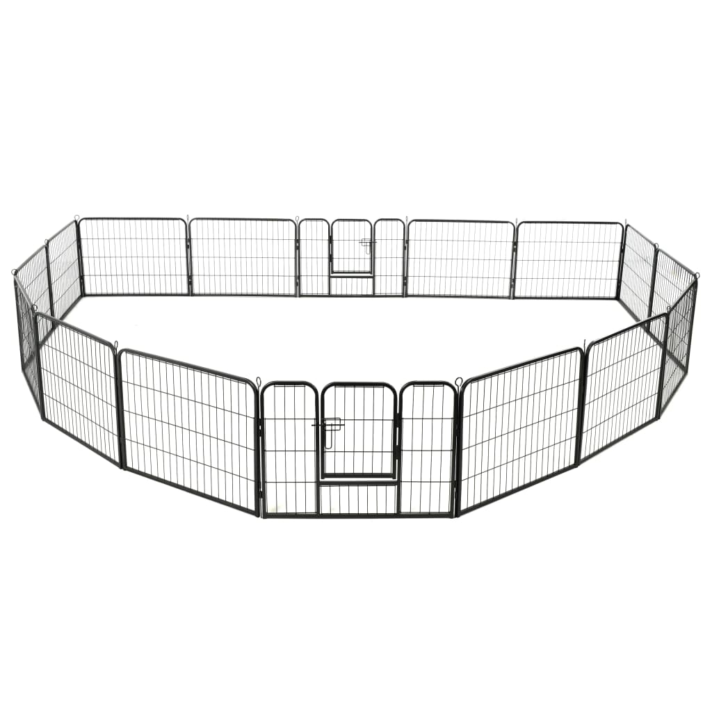 Vidaxl Dog Run z 16 paneli 60x80 cm stalowy czarny