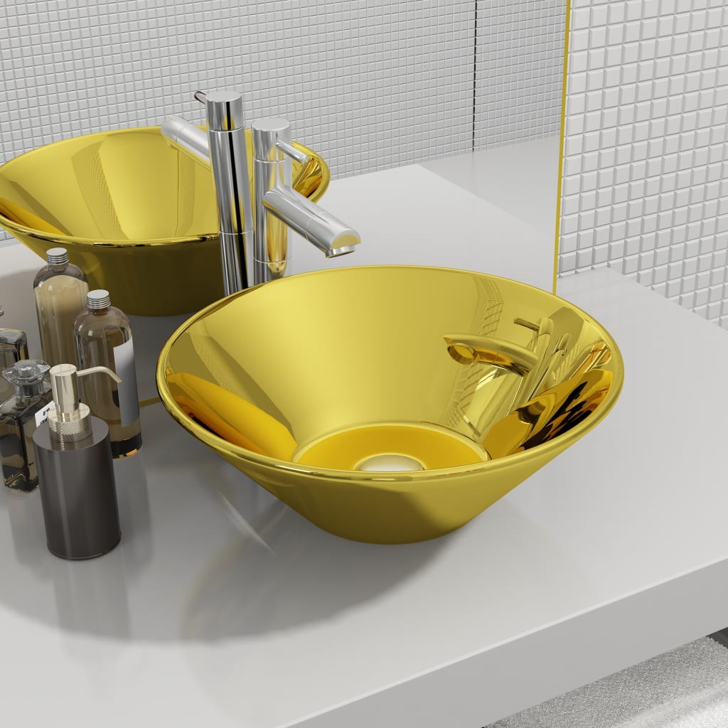 VidaXL Washbasin 42x14 cm Ceramic gold colored