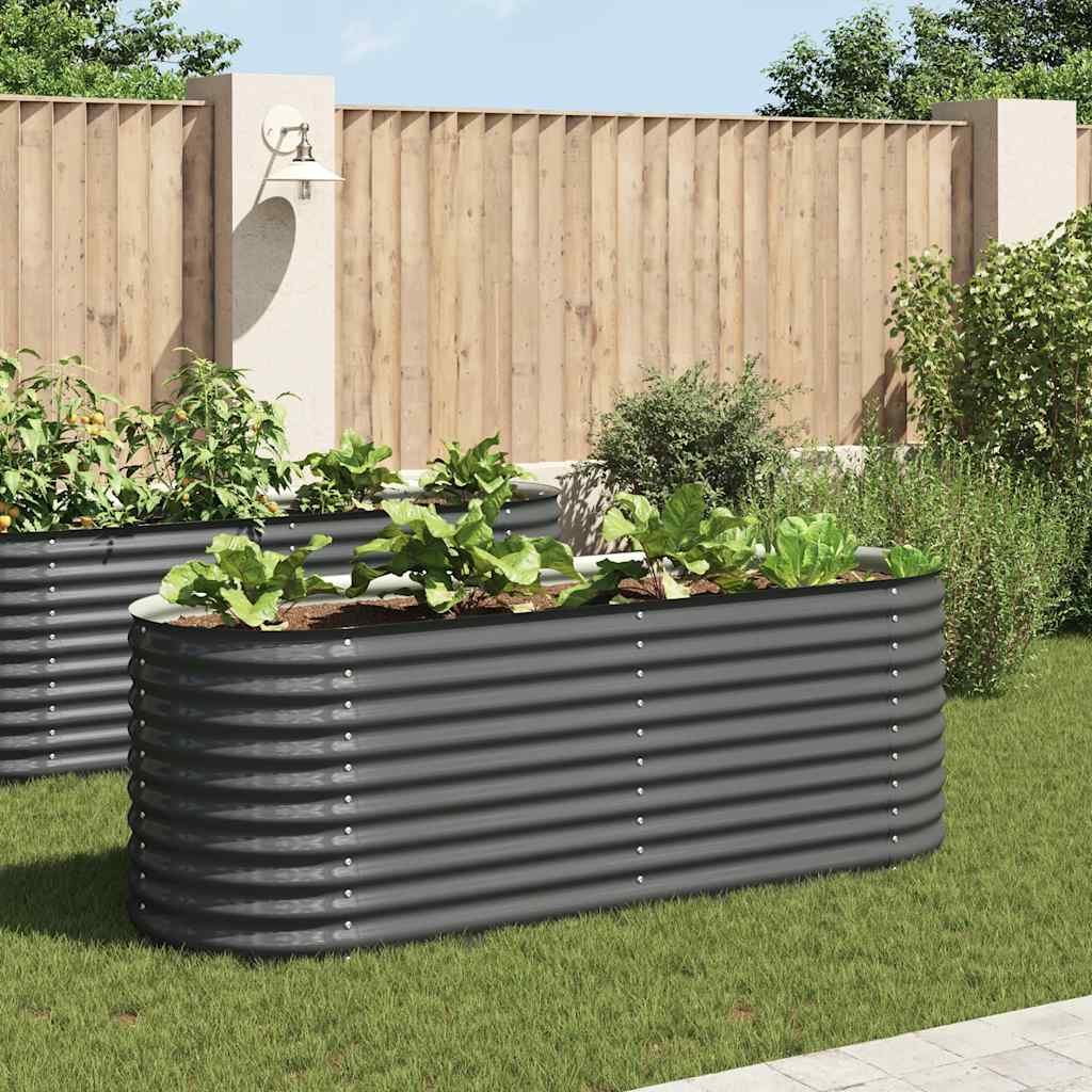 Vidaxl Raised Planter 240x80x81 cm Galvanized Steel Grey