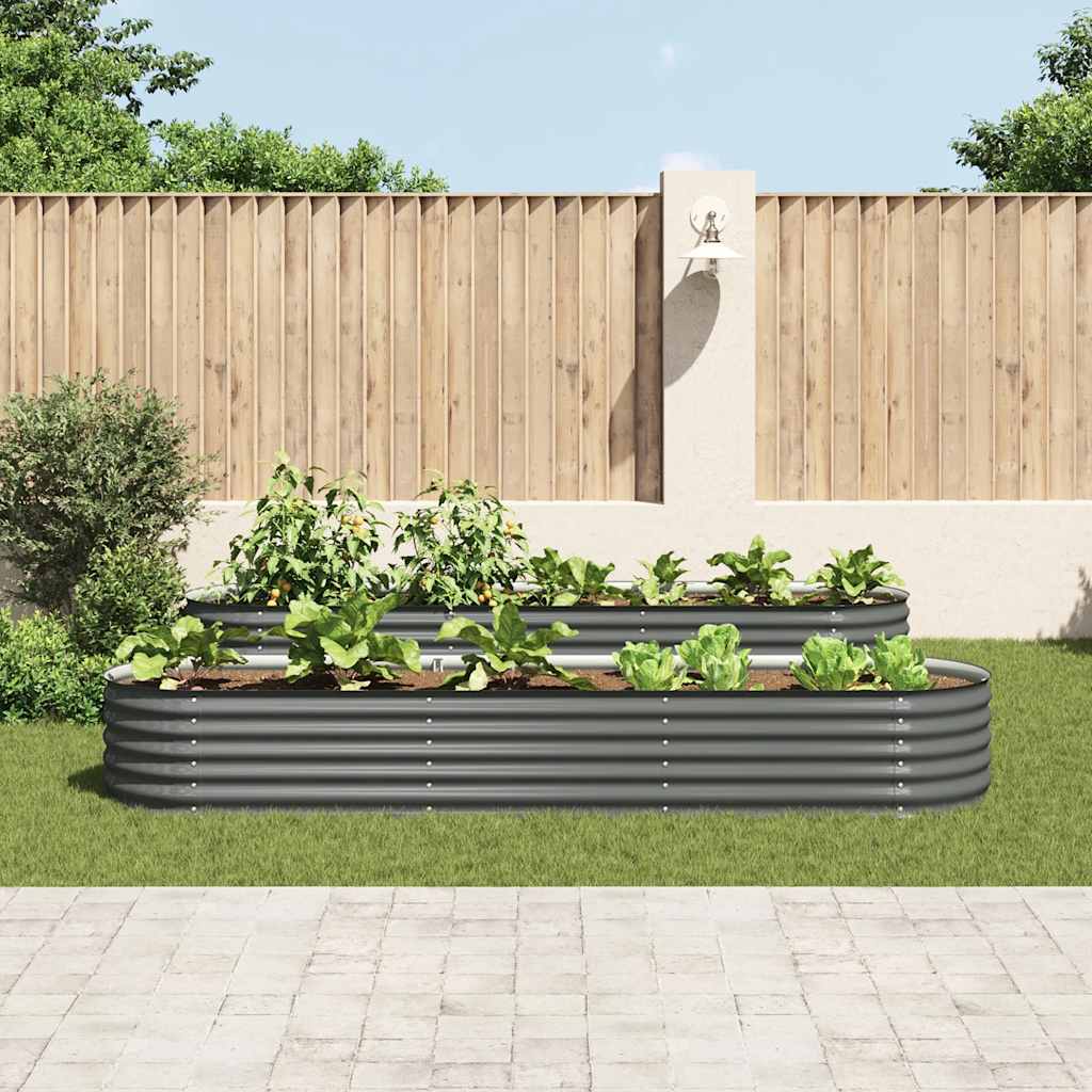 Vidaxl Planter satt inn 320x80x44 cm galvanisert stålgrå