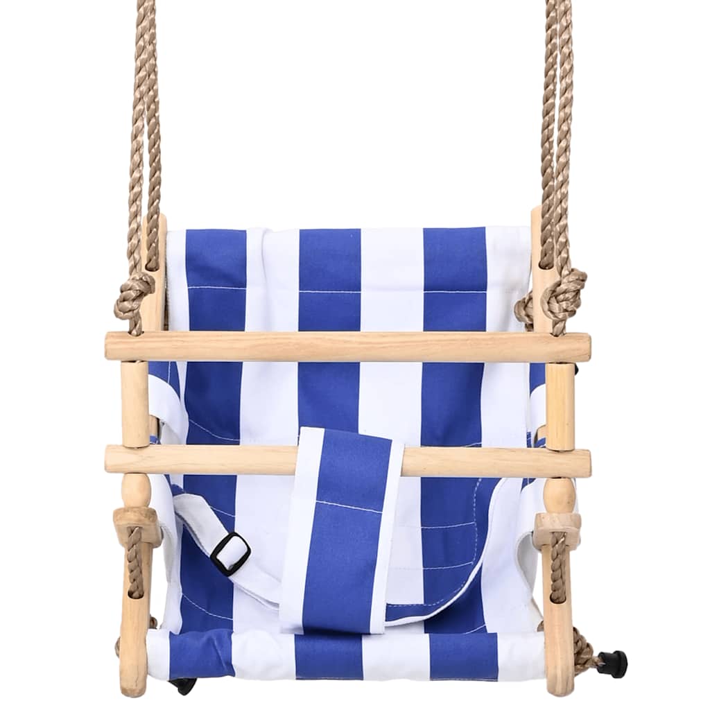 Vidaxl baby swing con cintura di sicurezza cotone legno blu