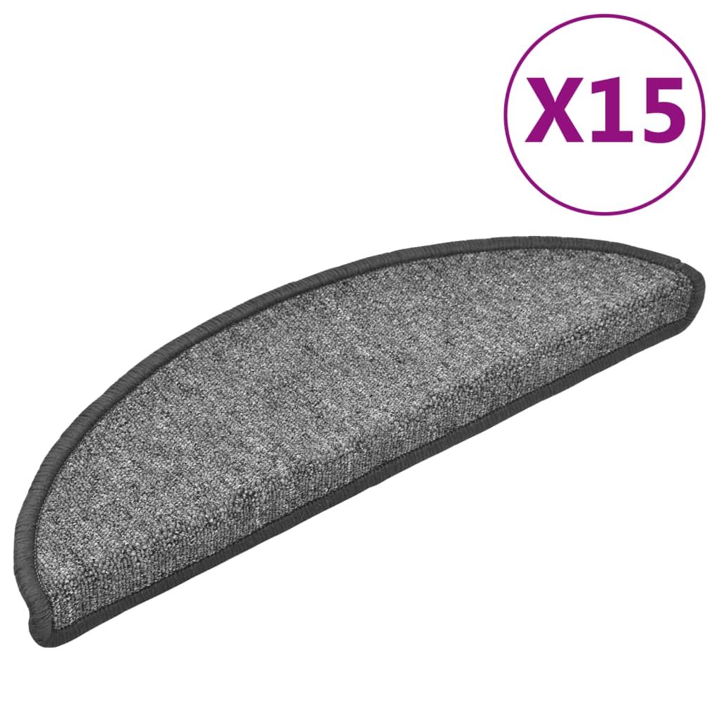 Mattes d'escalier Vidaxl 15 st 56x17x3 cm Hémisphère gris foncé