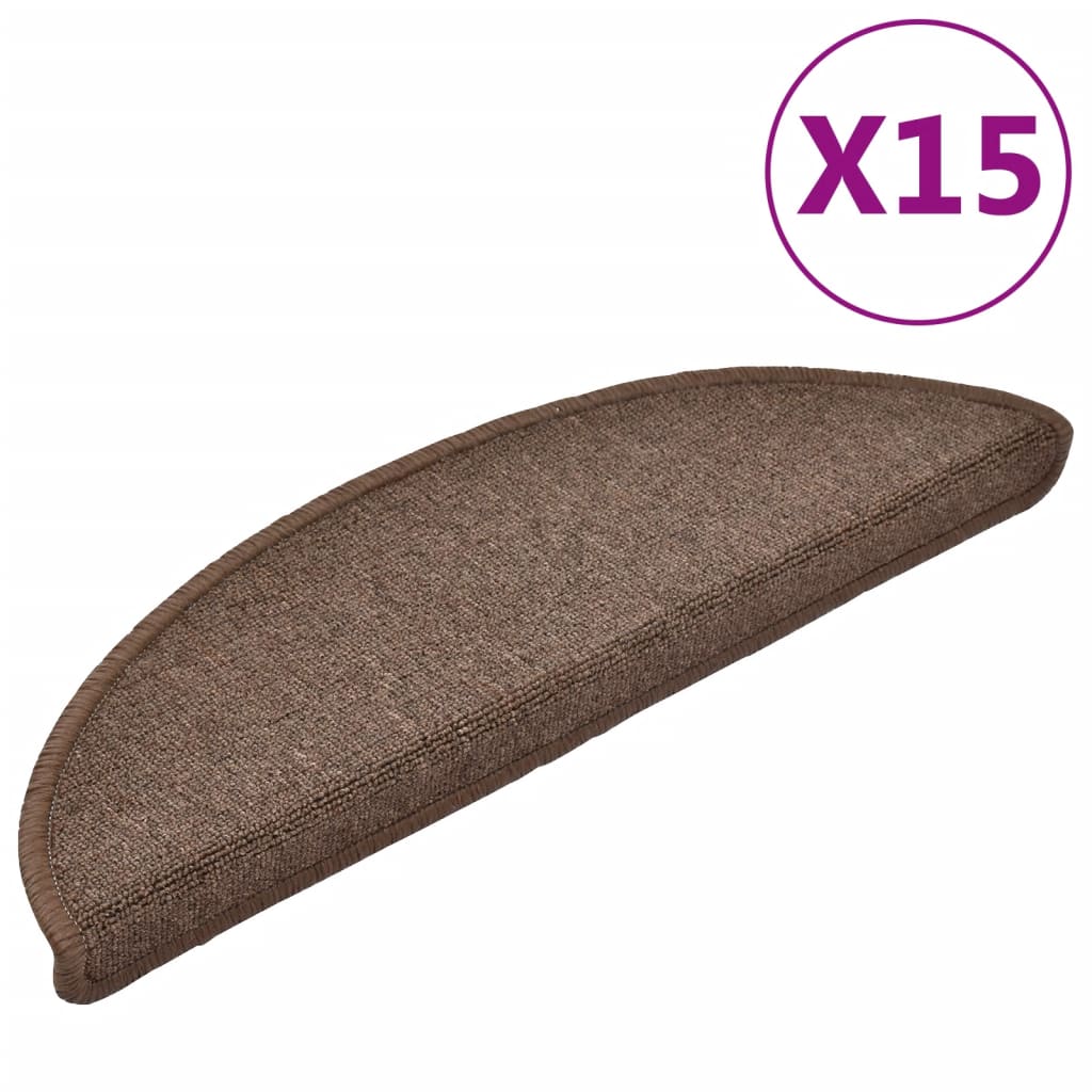 Vidaxl stair mats 15 pcs 56x17x3 cm coffee brown half-round