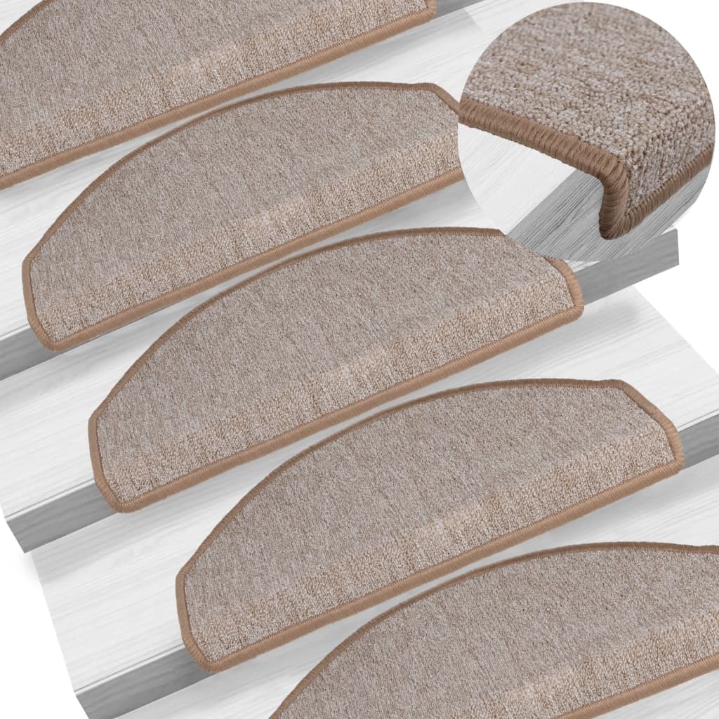 Vidaxl -Treppenmatten 15 St 65x24x4 cm hellbraune Hemisphäre groß