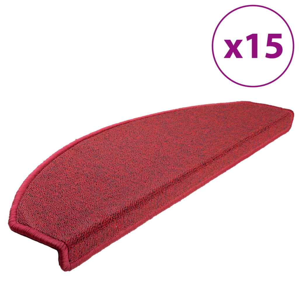 Mattes d'escalier Vidaxl 15 ST 65X24X4 CM Bordeaux semi -Rounds grandes