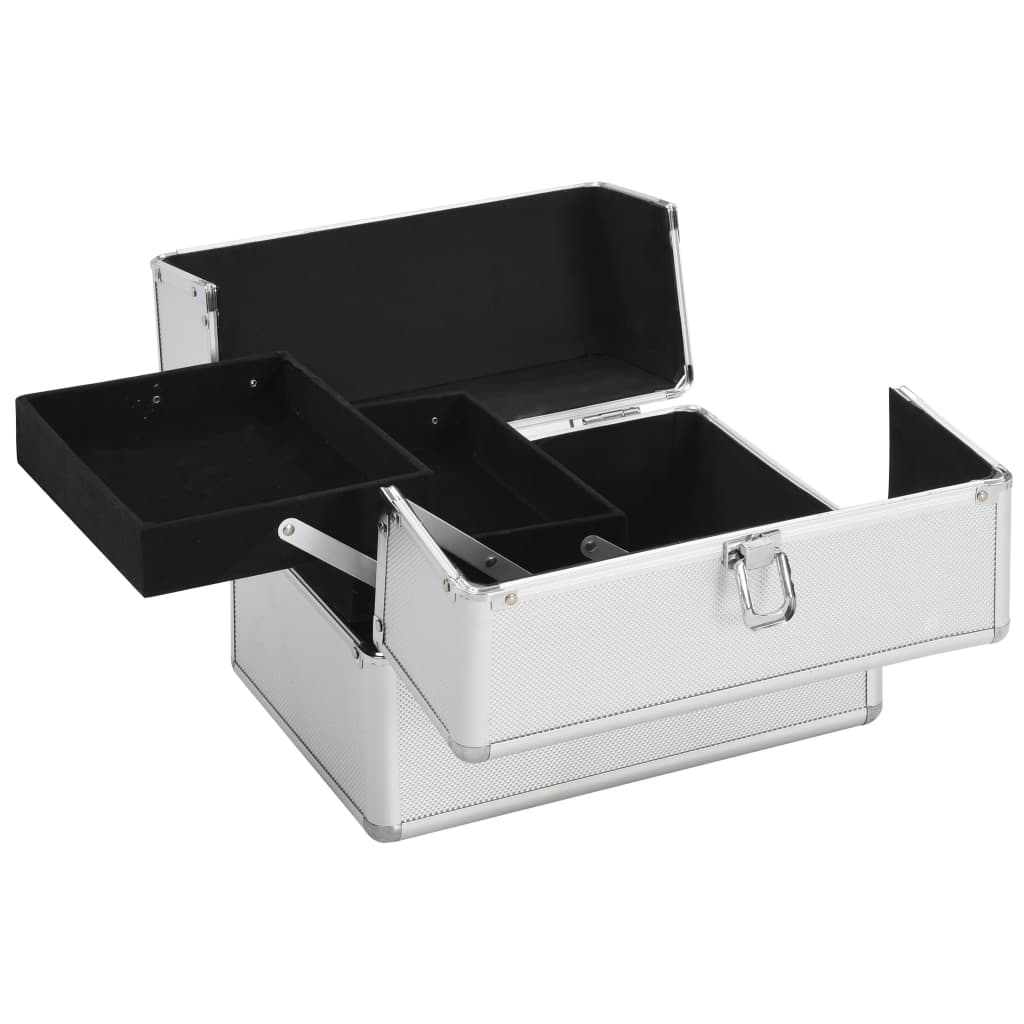 Maleta de maquillaje Vidaxl 22x30x21 cm de aluminio de plata de color