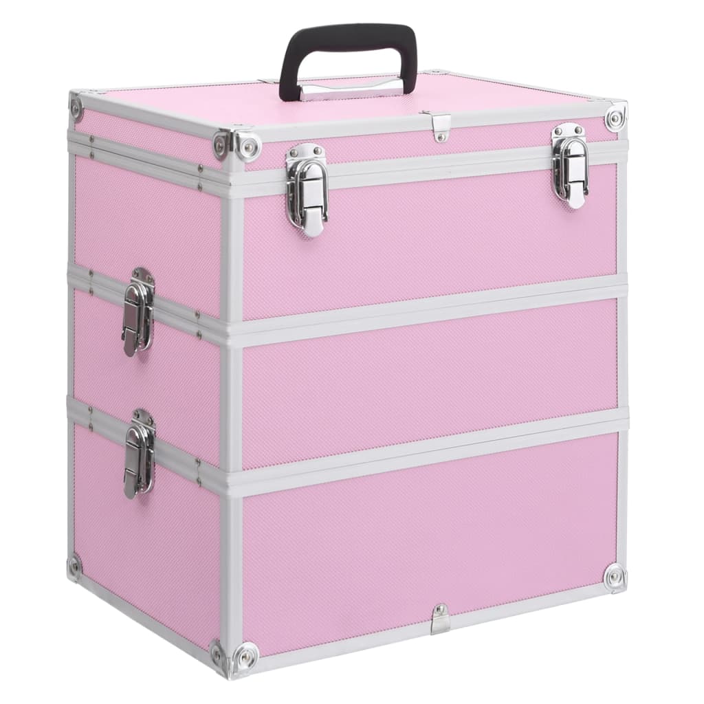 Vidaxl sminke koffert 37x24x40 cm aluminium rosa