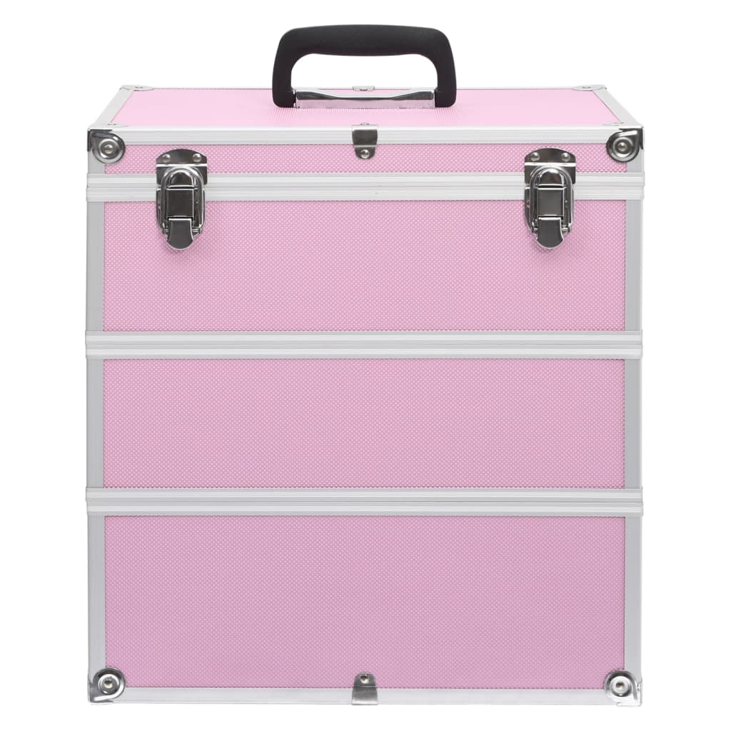 Vidaxl sminke koffert 37x24x40 cm aluminium rosa