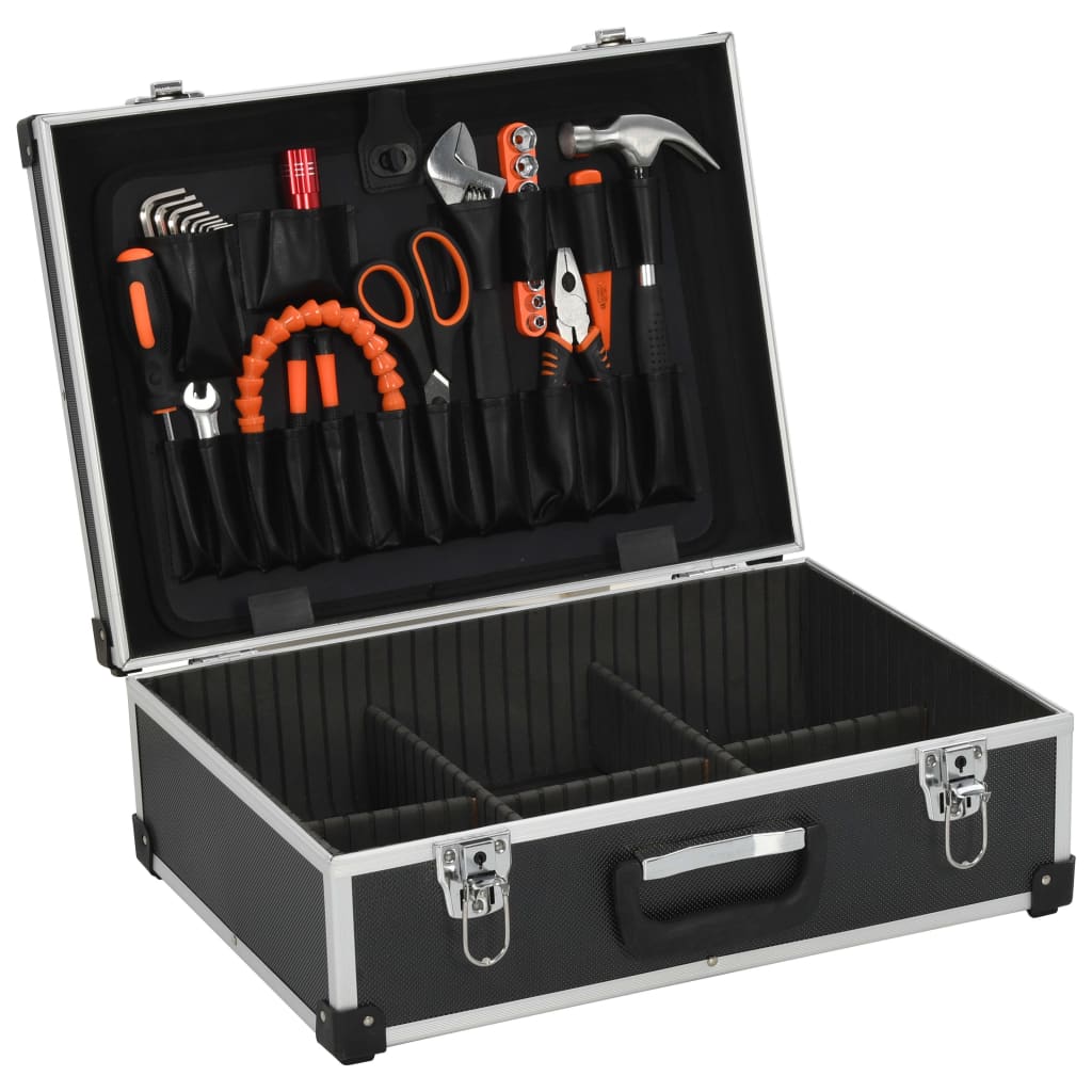 Vidaxl Tool Case 46x33x16 cm Aluminiumschwarz