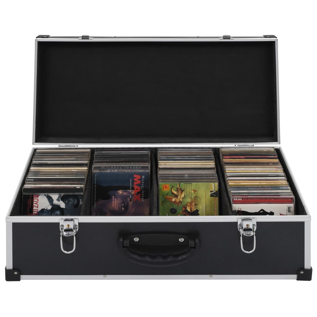 VIDAXL CD Suitcase pour 80 CDS Aluminium ABS noir