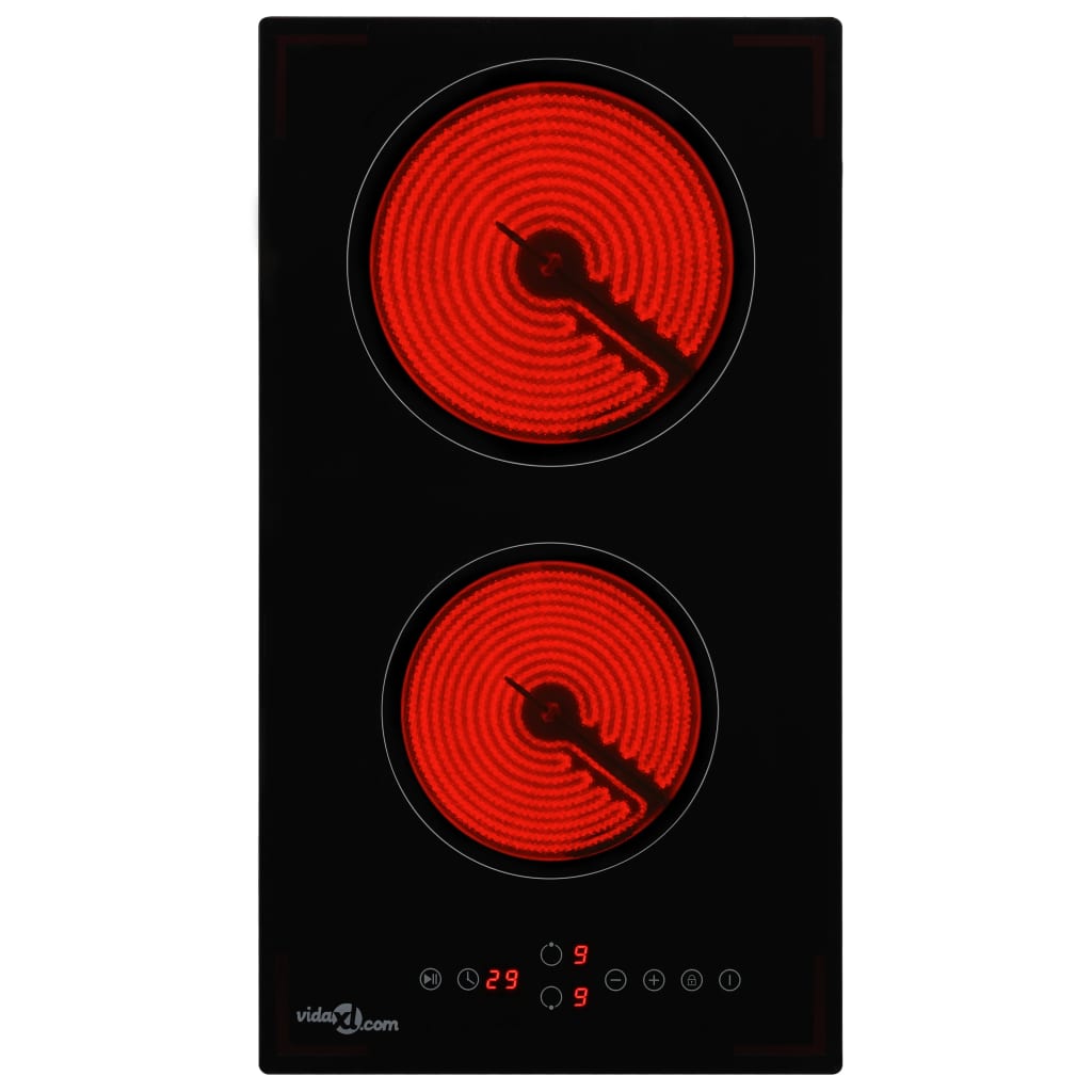 Hob ceirmeach Vidaxxl le 2 chrios cócaireachta rialú tadhaill 3000 w