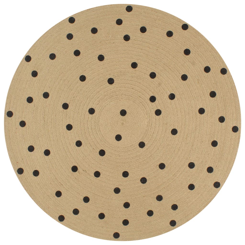 Vidaxl rug handmade with polka dot print 150 cm jute