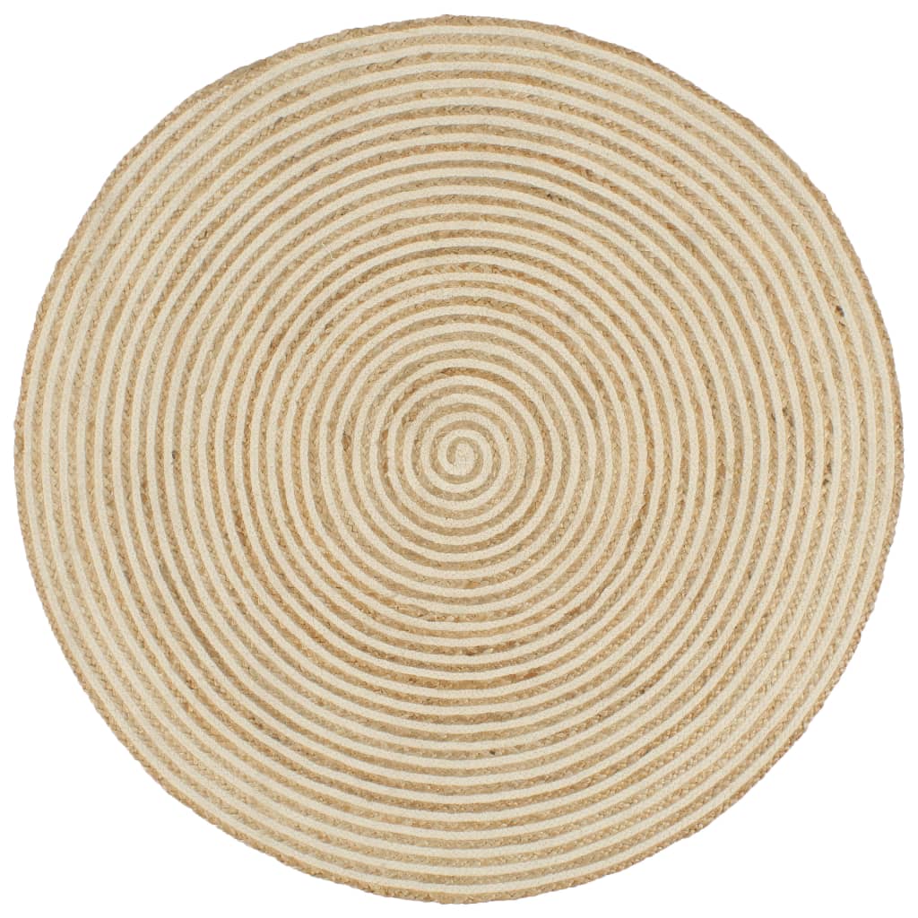 Vidaxl handmade rug with spiral design 90 cm jute white