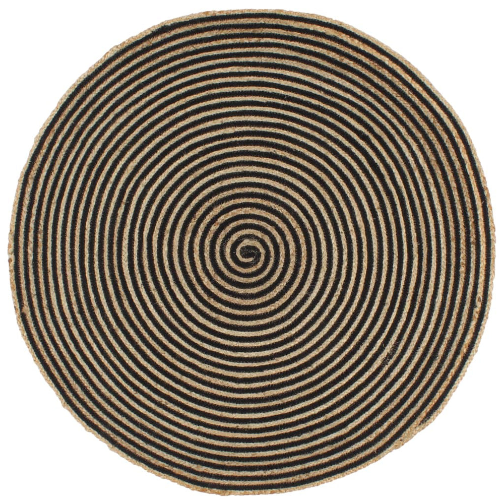 Vidaxl teppe håndlaget med spiraldesign 120 cm jute svart
