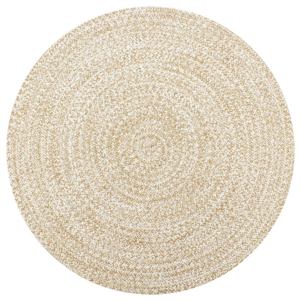 Vidaxl handmade jute rug, 150 cm, white and natural