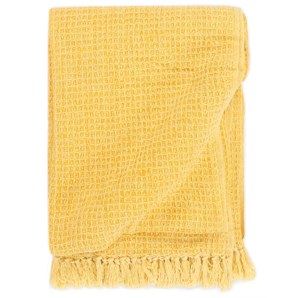 VidaXL plaid 220x250 cm coton jaune moutarde