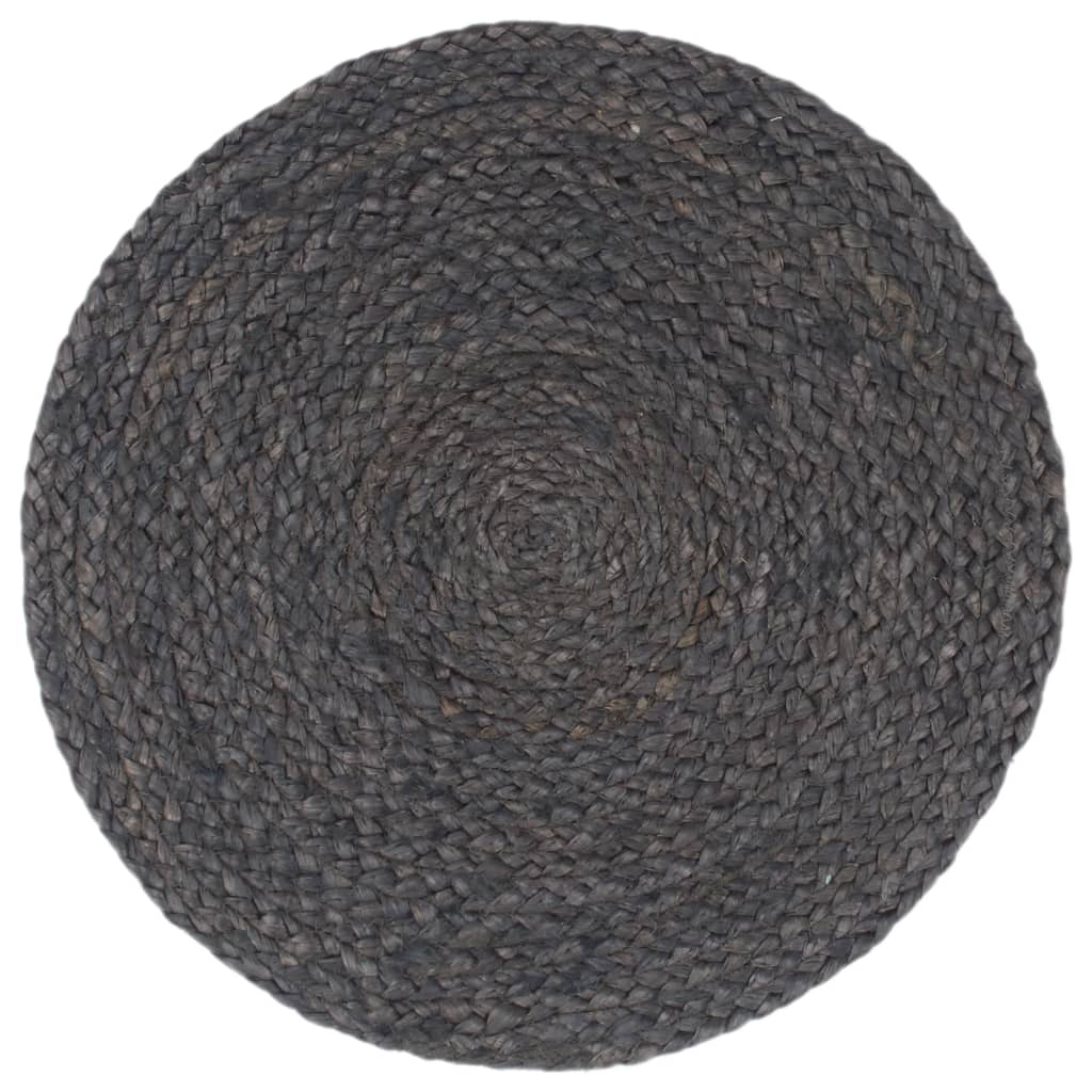 Vidaxl placemats 6 pcs round 38 cm jute dark gray
