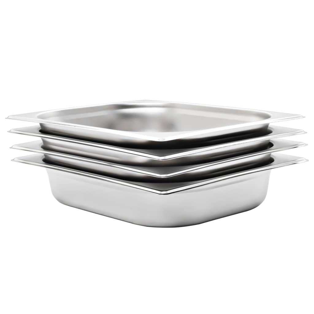 Vidaxl Gastronormbakken 4 stk GN 1 2 65 mm rustfritt stål
