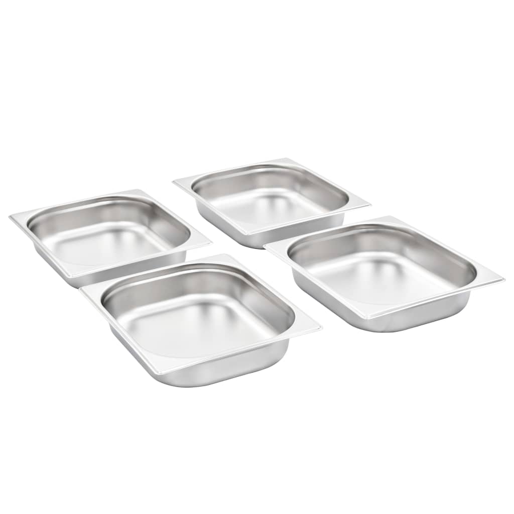 Vidaxl Gastronormbakken 4 stk GN 1 2 65 mm rustfritt stål