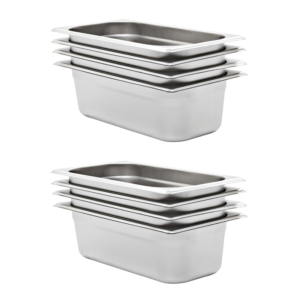 Vidaxl Gastronormbakken 8 PC GN 1 3 100 mm rustfritt stål