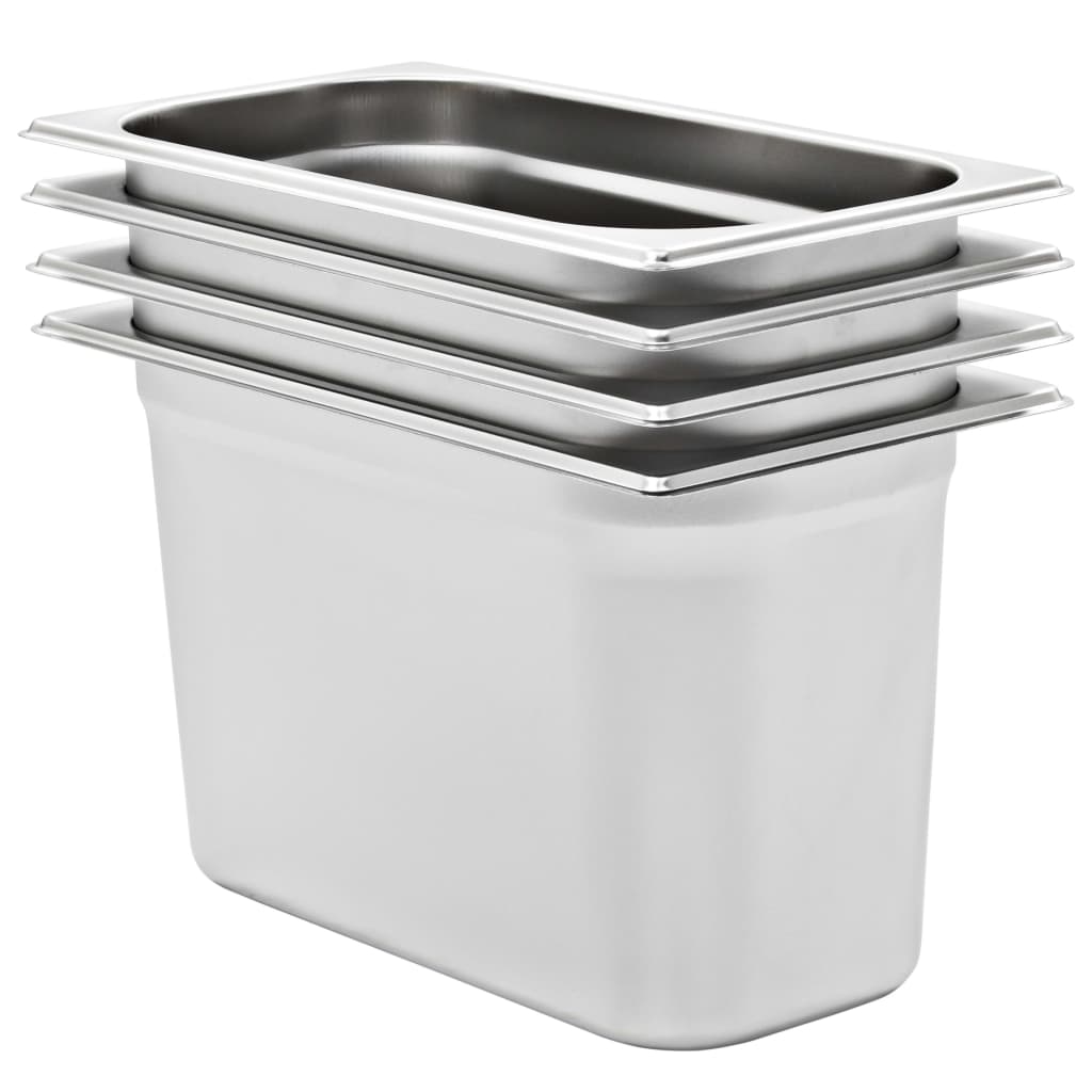 Vidaxl Gastronormbakken 4 stk GN 1 3 200 mm rustfritt stål