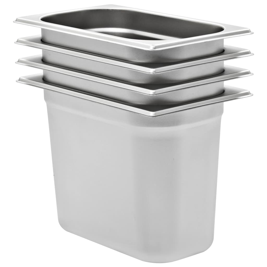Vidaxl Gastronormbakken 4 stk GN 1 4 200 mm rustfritt stål