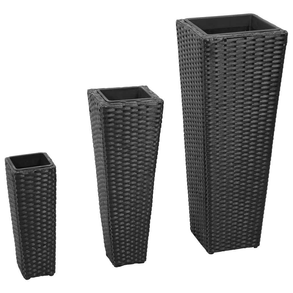 Le fioriere Vidaxl hanno allevato 3 St Poly Rattan Black