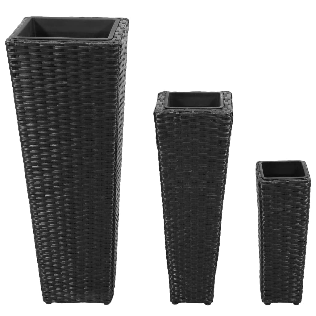 Le fioriere Vidaxl hanno allevato 3 St Poly Rattan Black