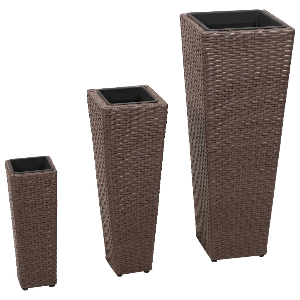 Le fioriere Vidaxl hanno allevato 3 St Poly Rattan Brown
