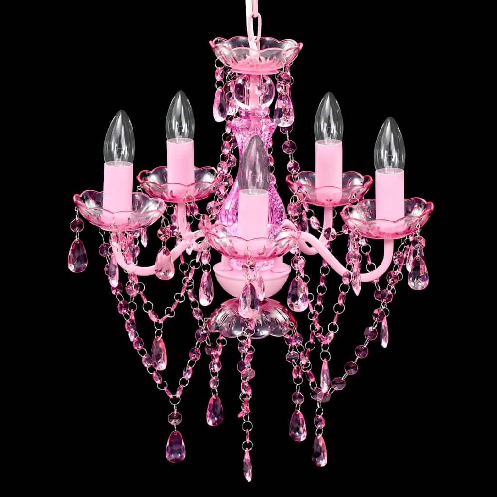 Vidaxl Crystals Light con 5 lampadine rosa