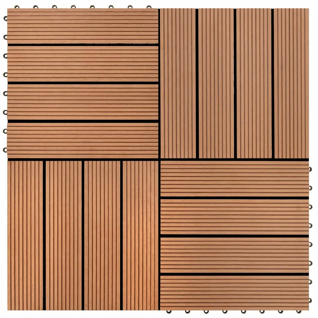 Vidaxl wpc tiles 30x30cm 11 pieces 1m2 brown