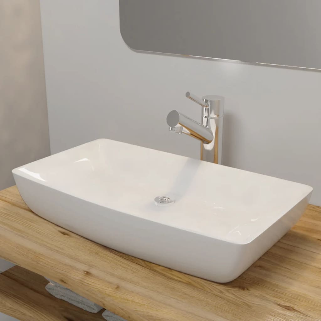 Vidaxl Luxury Ceramic Rectangular Sink 71 x 39 cm (vit)