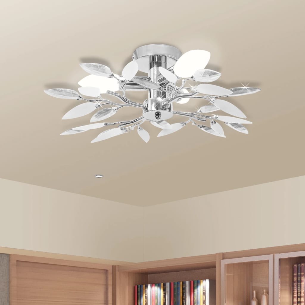 Vidaxl plafond avec feuilles de cristal 3XE14 blanc acrylique et transparent