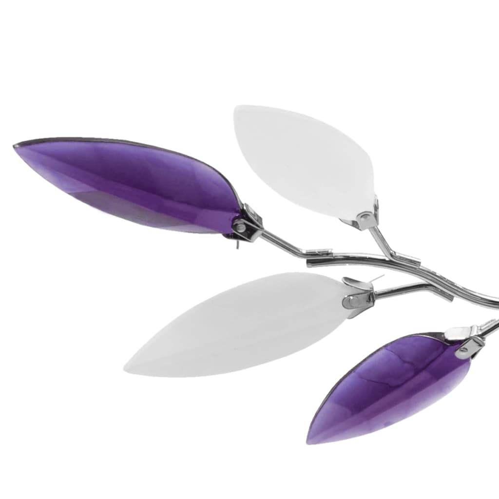 Lampada a soffitto Vidaxl Foglie di cristallo acrilico bianco e viola 3xe14
