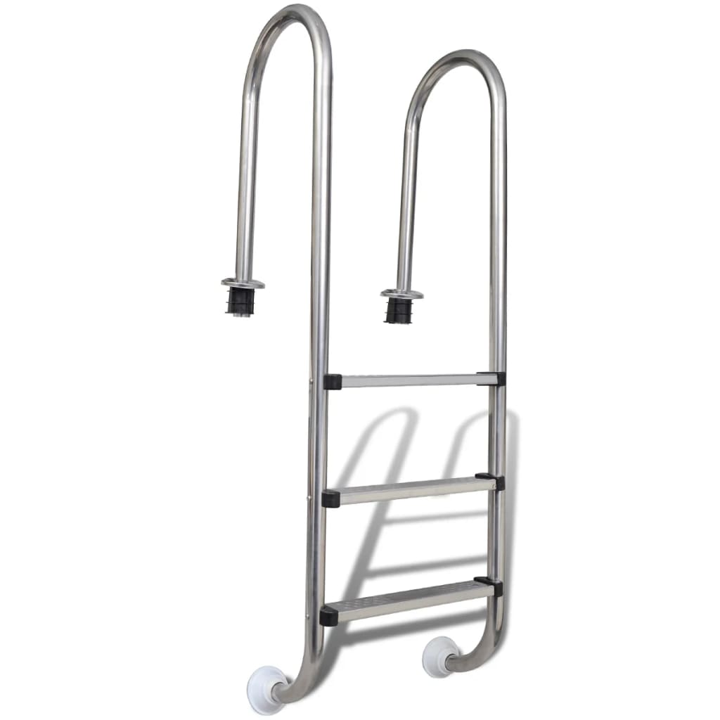 Escalera de piscina Vidaxl con 3 deportes de 120 cm de acero inoxidable 304