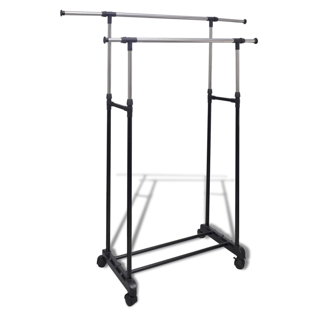 Vidaxl adjustable clothes rack with 4 wheels and 2 hanging rails