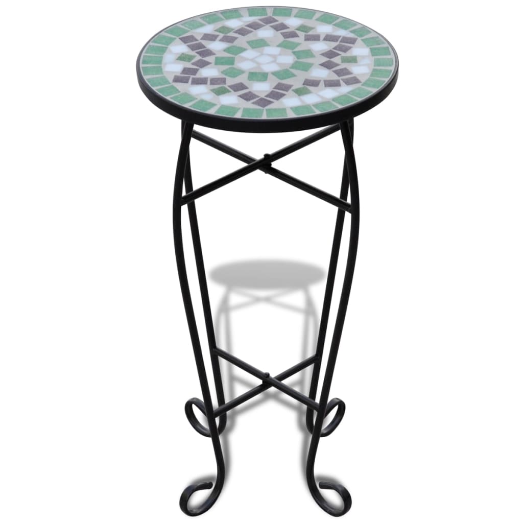 Vidaxl side table mosaic green and white