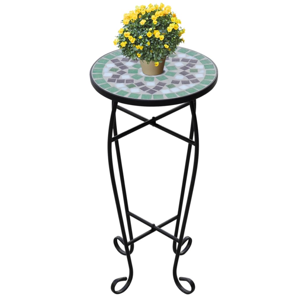 Vidaxl side table mosaic green and white
