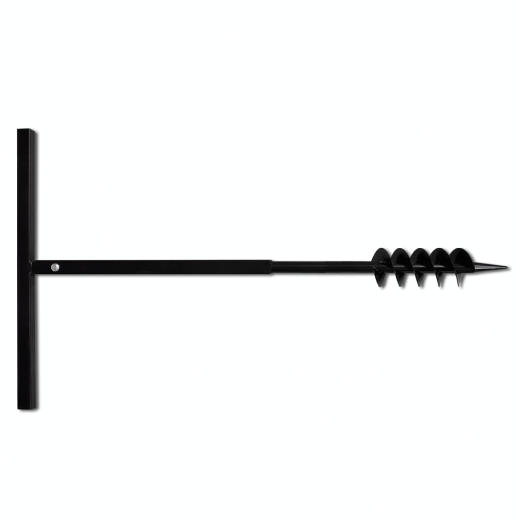 Vidaxl Ground Drill with Handle and Screw Head (Double Screw) 80 mm (Black)