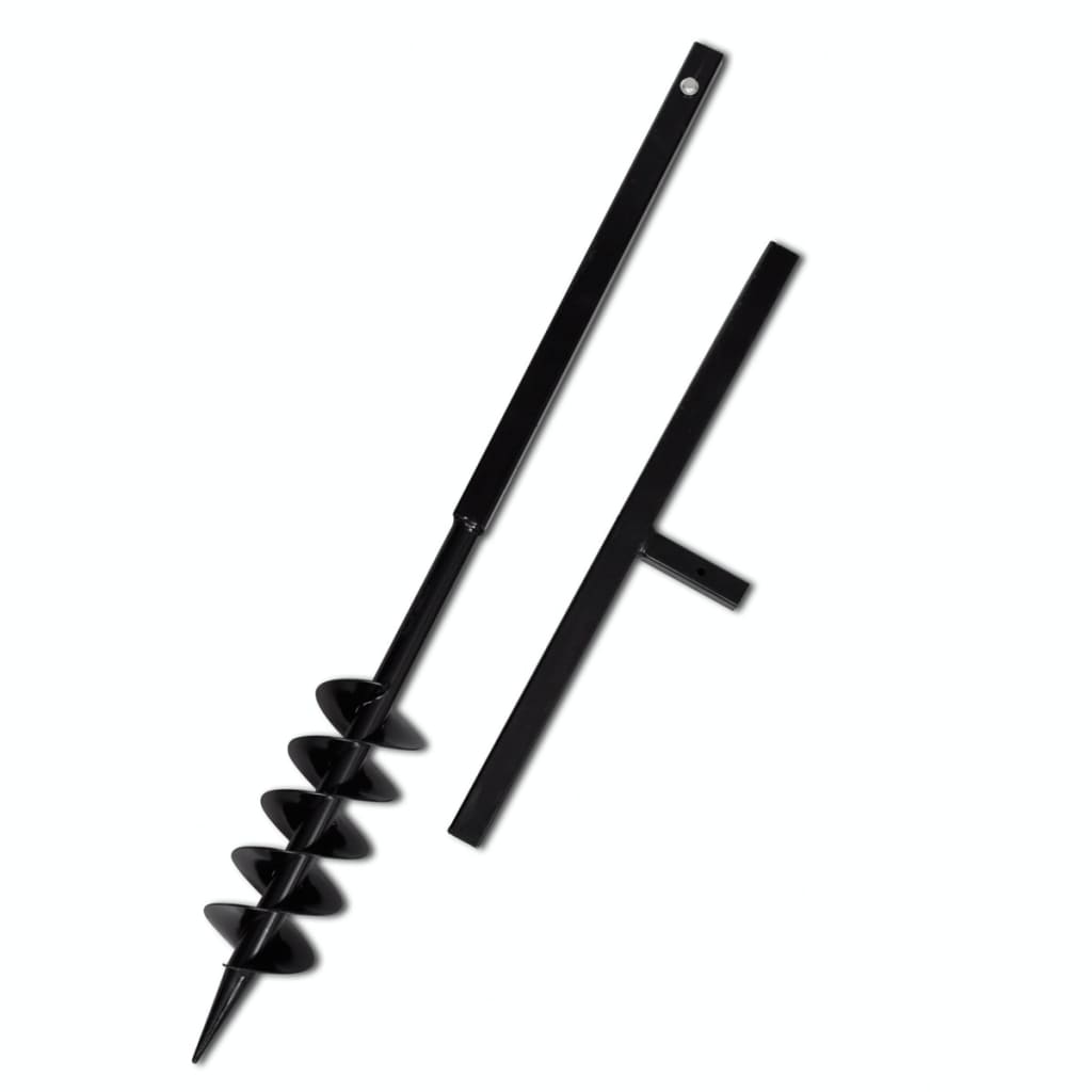 Vidaxl Ground Drill with Handle and Screw Head (Double Screw) 100 mm (Black)