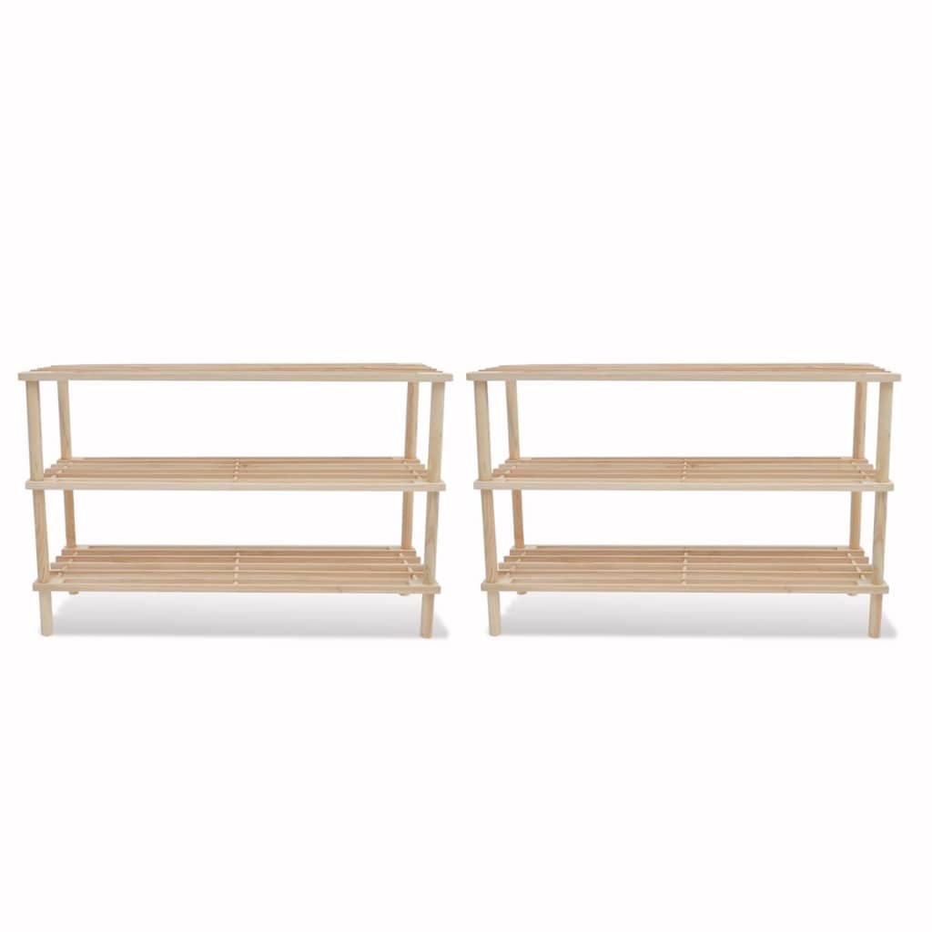 Vidaxl shoe racks with 3 shelves 2 pcs solid pine wood