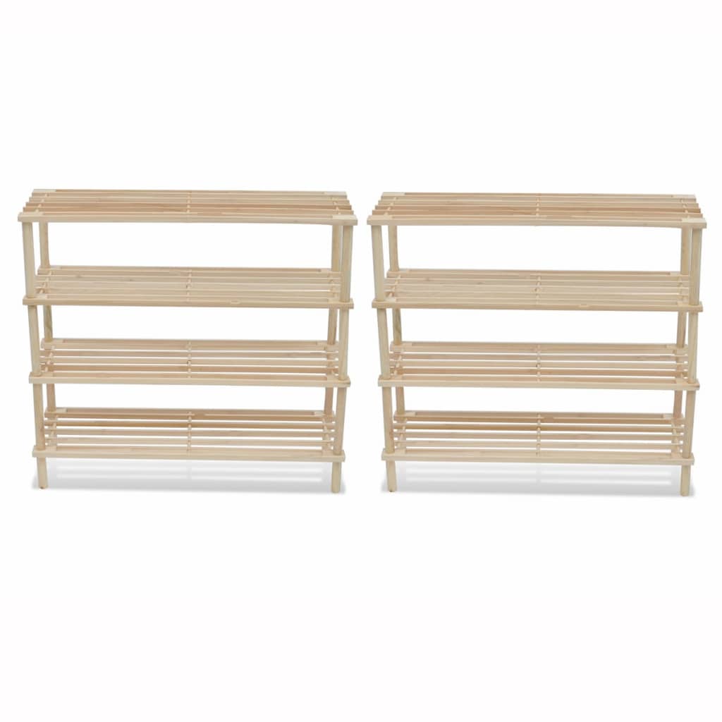 Vidaxl shoe racks with 4 shelves 2 pcs solid pine wood