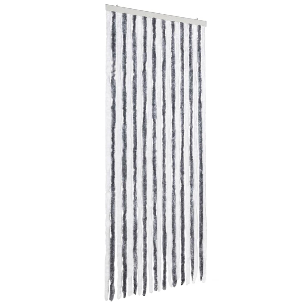 Vidaxl fly curtain 90x220 cm chenille gray and white