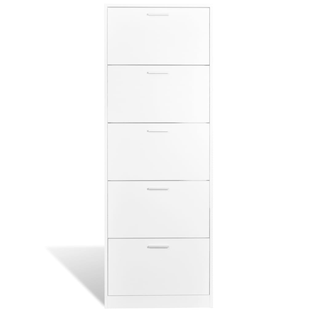 Vidaxl Shoe Cabinet Wood avec 5 compartiments de rangement blancs