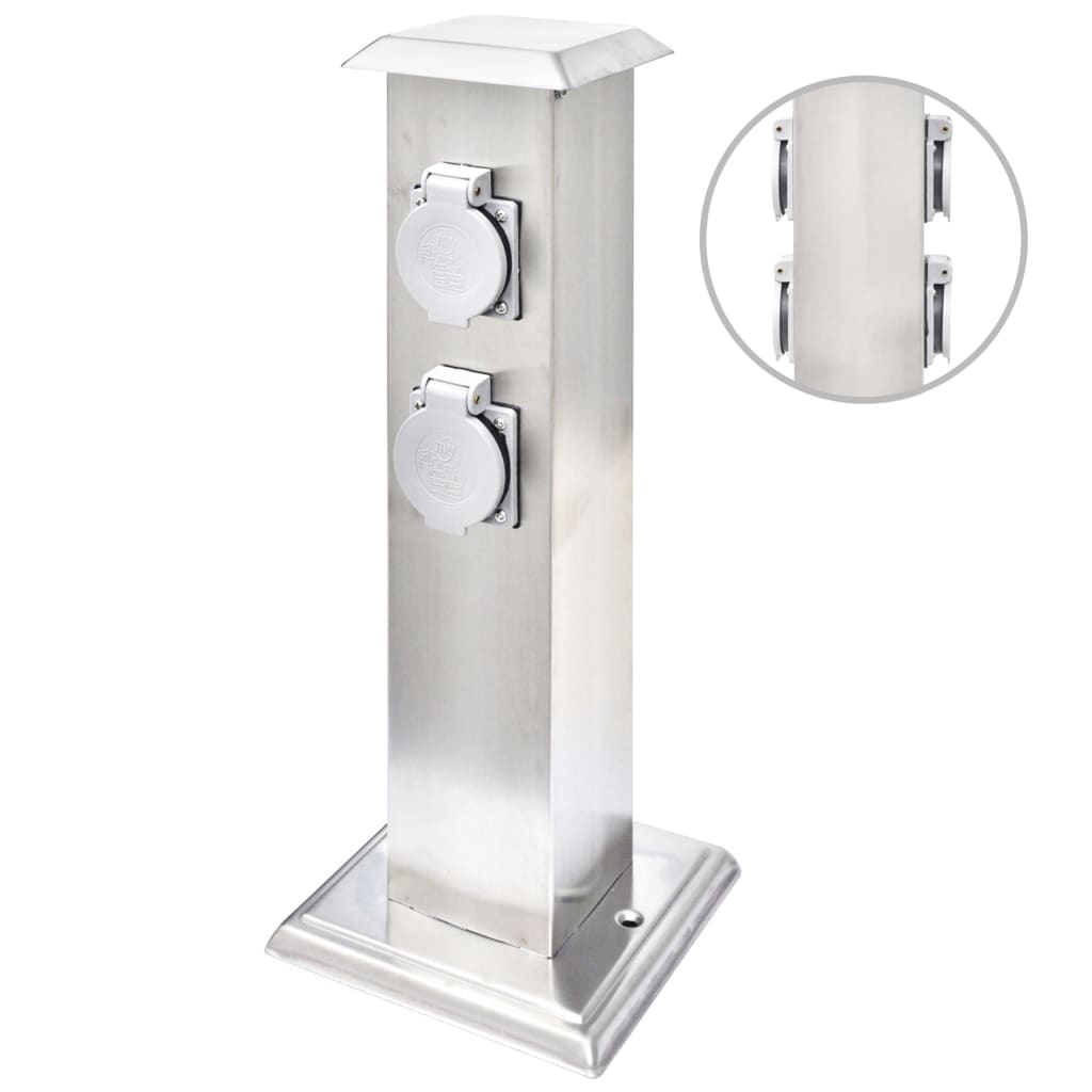 Vidaxl BuitenStopContact auf Säule Edelstahl