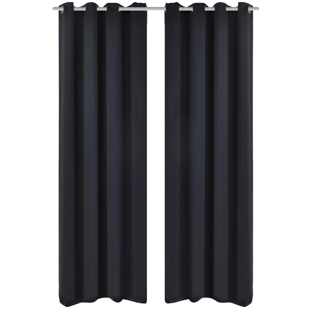 Vidaxl curtains with metal rings 135 x 245 cm 2 pieces (black)