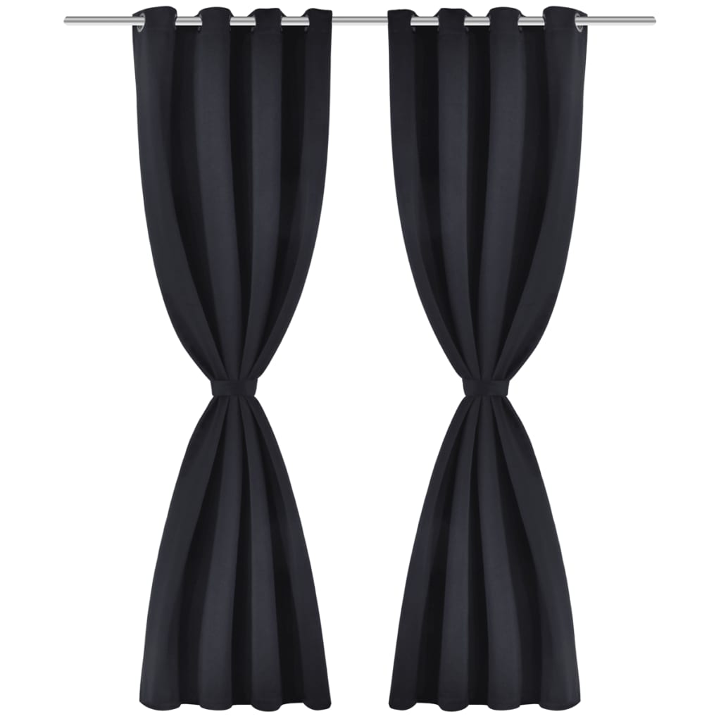 Vidaxl curtains with metal rings 135 x 245 cm 2 pieces (black)