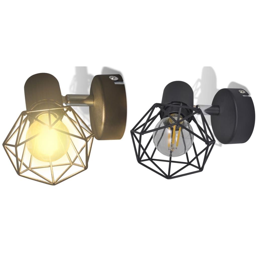 Vidaxl wall lamps 2 pcs with LED industrial style black